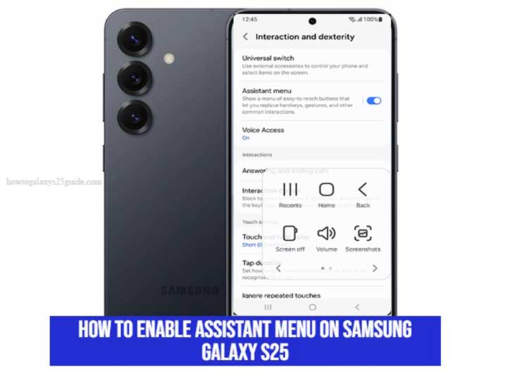 how to enable assistant menu on samsung galaxy s25