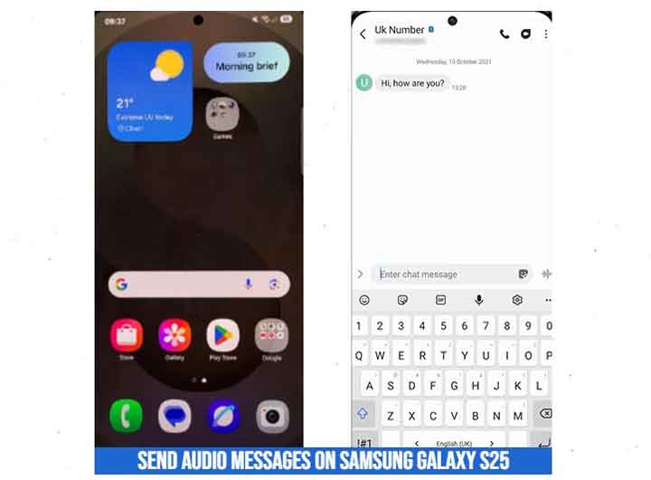send audio messages on samsung galaxy s25
