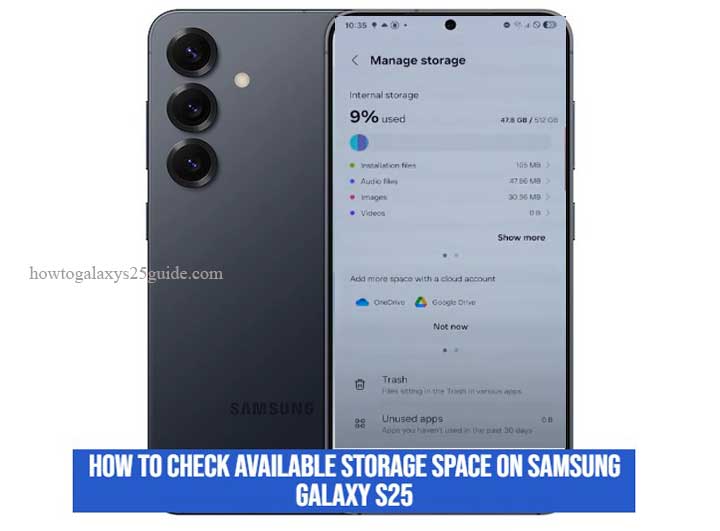 how to check available storage space on samsung galaxy s25