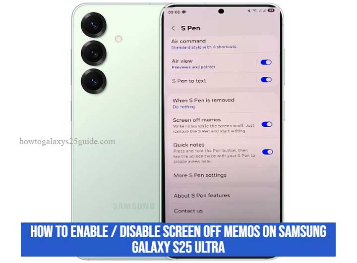 how to enable / disable screen off memos on samsung galaxy s25 ultra