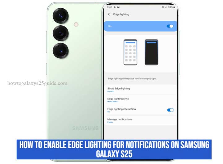 how to enable edge lighting for notifications on samsung galaxy s25