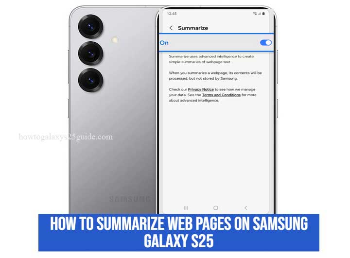 how to summarize web pages on samsung galaxy s25